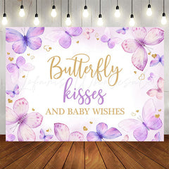 Lofaris Butterfly Kisses Wishes Purple Baby Shower Backdrop