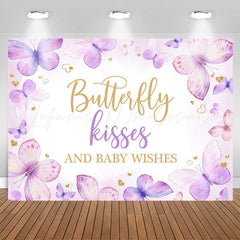Lofaris Butterfly Kisses Wishes Purple Baby Shower Backdrop