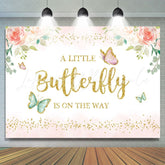 Lofaris Butterfly Pink Floral Baby Shower Backdrop for Girl