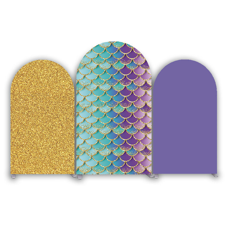 Mermaid Theme Happy Birthday Party Arch Backdrop Wall Cloth Cover