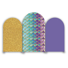 Mermaid Theme Happy Birthday Party Arch Backdrop Wall Cloth Cover