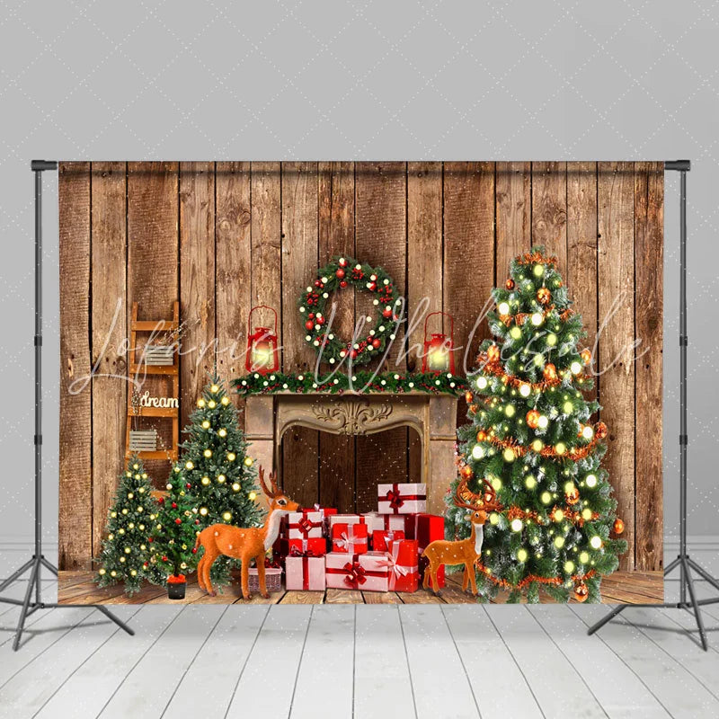 Lofaris Cabin With Lights Merry Christmas Holiday Backdrop