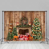 Lofaris Cabin With Lights Merry Christmas Holiday Backdrop