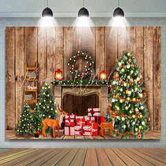 Lofaris Cabin With Lights Merry Christmas Holiday Backdrop