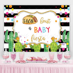 Lofaris Cactus Black and white stripes Baby Shower Backdrop