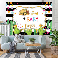 Lofaris Cactus Black and white stripes Baby Shower Backdrop