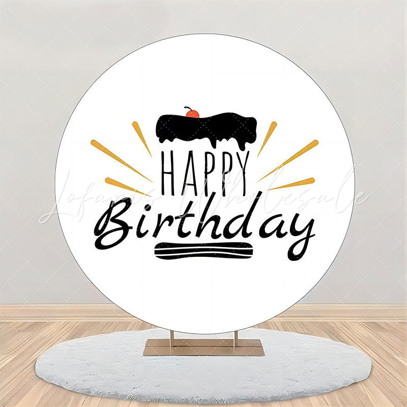 Lofaris Cake Cherry White Simple Round Birthday Backdrop