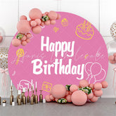 Lofaris Cake Doughnut Lollipop Pink Birthday Round Backdrop