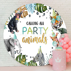 Lofaris Calling All Animals Monstera Birthday Round Backdrop
