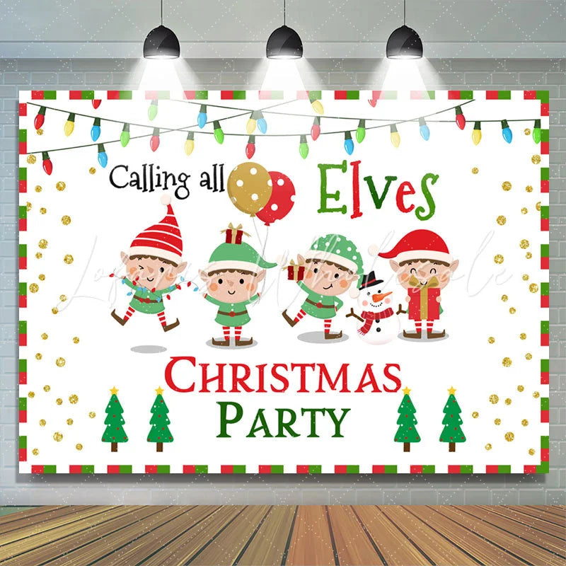 Lofaris Calling All Elves Christmas Holiday Party Backdrop