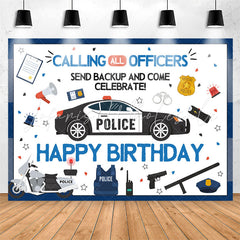 Lofaris Calling All Officers Celebrate Happy Birthday Backdrop