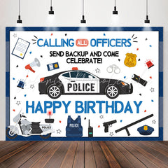 Lofaris Calling All Officers Celebrate Happy Birthday Backdrop