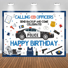 Lofaris Calling All Officers Celebrate Happy Birthday Backdrop