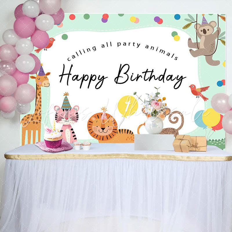 Lofaris Calling All Party Animal Dot Happy Birthday Backdrop