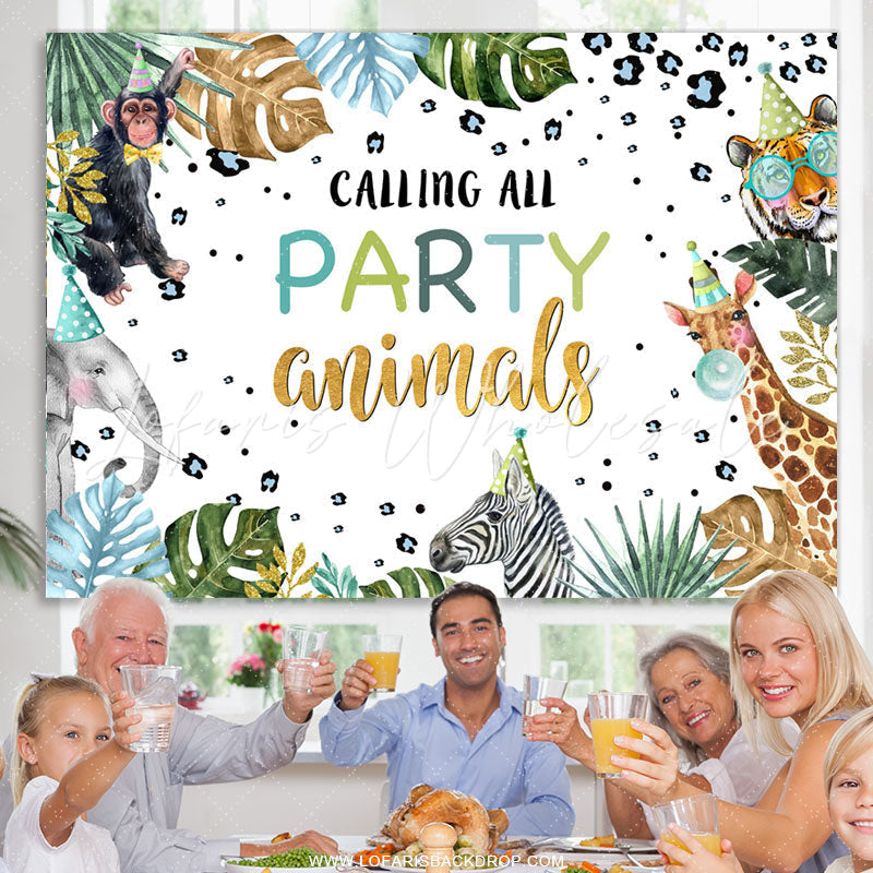 Lofaris Calling All Party Animals Birthday Backdrop For Kids