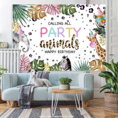 Lofaris Calling All Party Animals Happy Birthday Backdrop