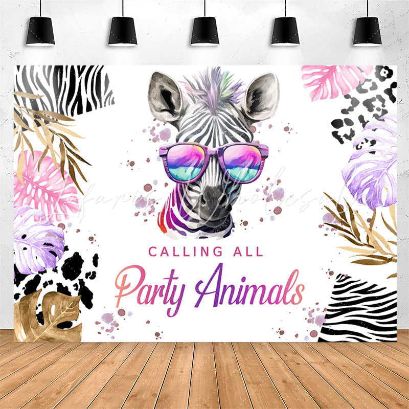 Lofaris Calling All Party Animals Zebra Birthday Backdrop