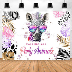 Lofaris Calling All Party Animals Zebra Birthday Backdrop