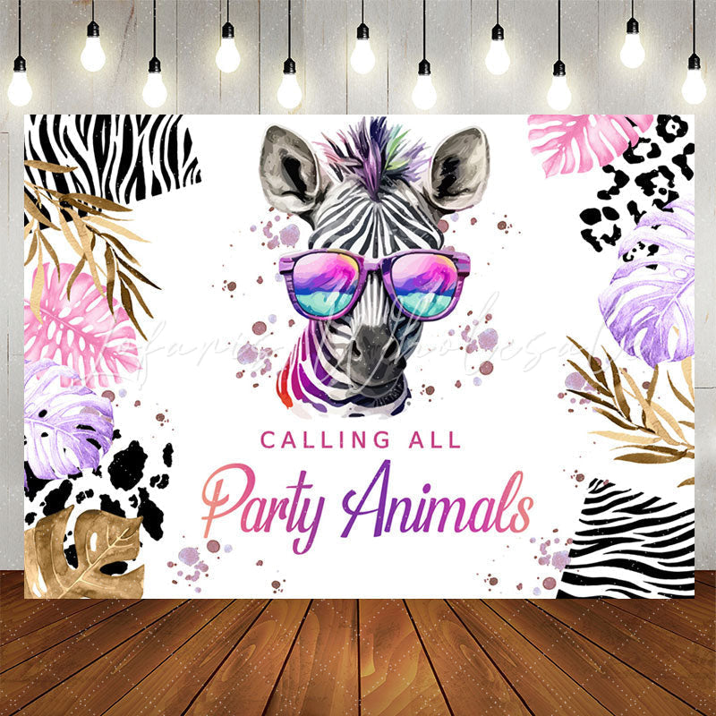 Lofaris Calling All Party Animals Zebra Birthday Backdrop