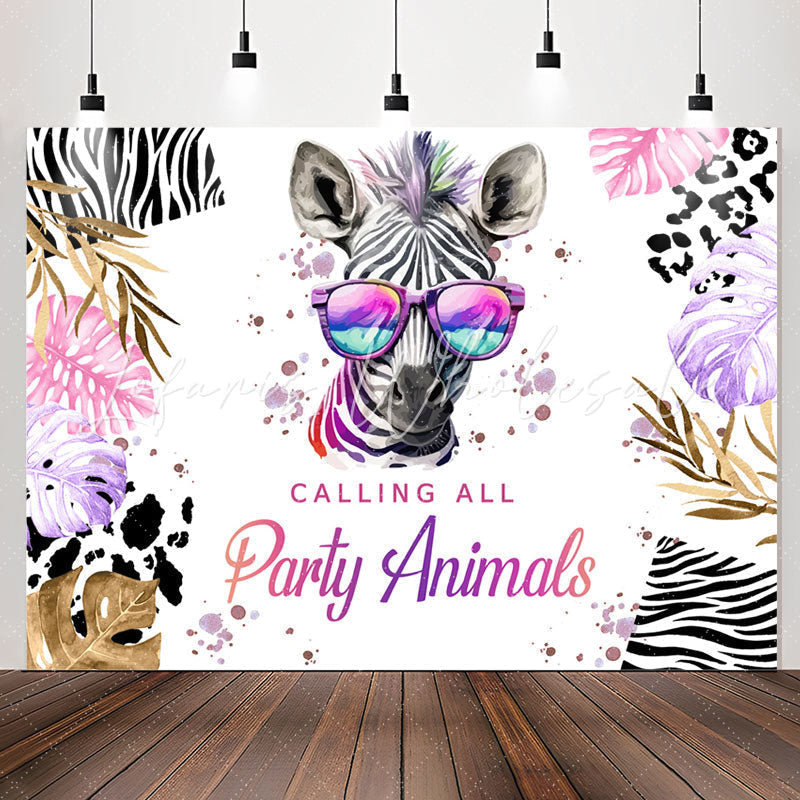 Lofaris Calling All Party Animals Zebra Birthday Backdrop