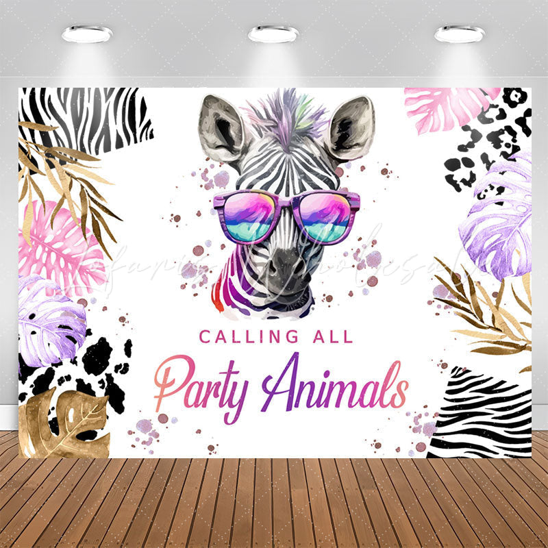 Lofaris Calling All Party Animals Zebra Birthday Backdrop