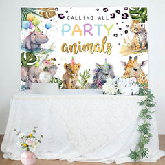 Lofaris Calling Party Animals Monstera Baby Shower Backdrop