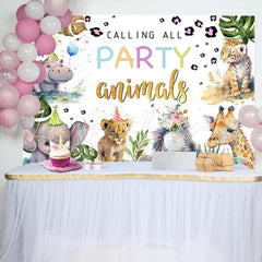 Lofaris Calling Party Animals Monstera Baby Shower Backdrop