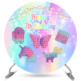 Lofaris Camilas 7Th Birthday Pop It Glitter Stars Round Backdrops