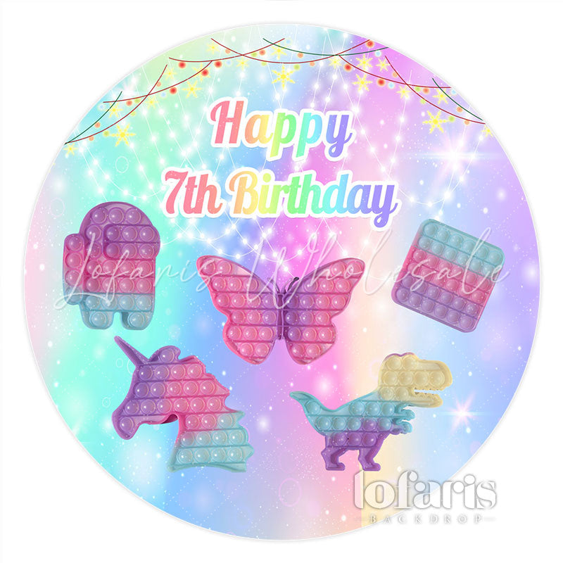 Lofaris Camilas 7Th Birthday Pop It Glitter Stars Round Backdrops