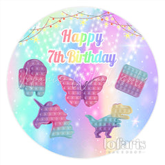 Lofaris Camilas 7Th Birthday Pop It Glitter Stars Round Backdrops