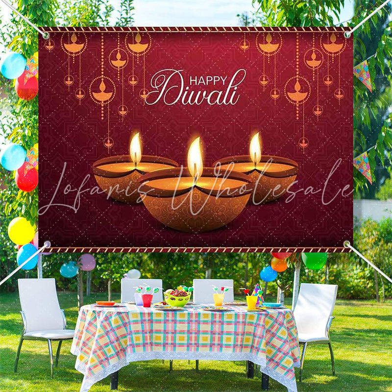 Lofaris Candle Burning Lights Laxmi Puja Diwali Backdrop