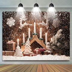 Lofaris Candle Snowflake Owl Deer Christmas Tree Backdrop