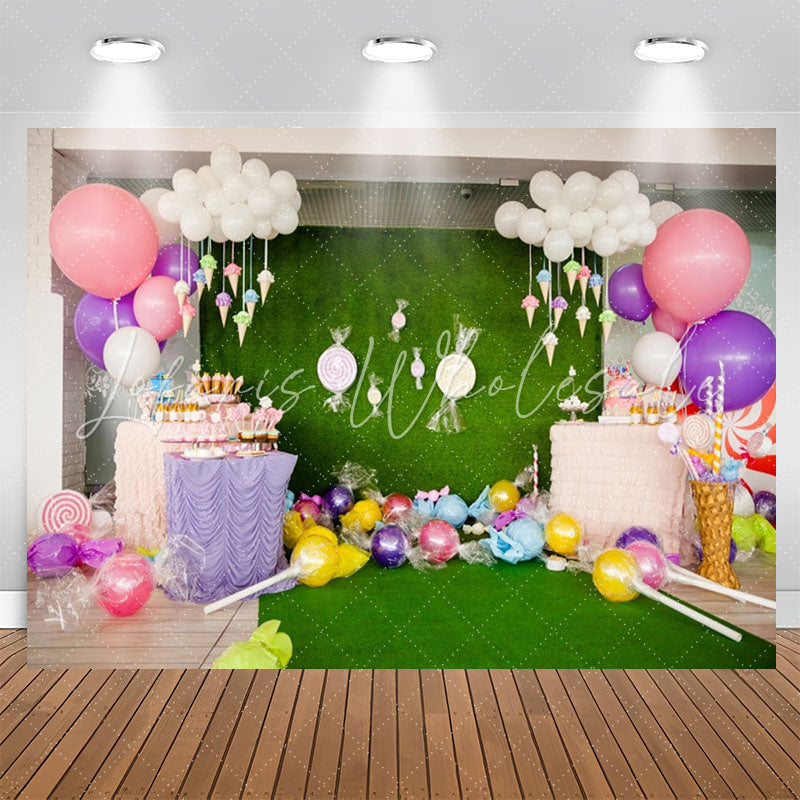 Lofaris Candy Balloons Dessert Party Scene Birthday Backdrop