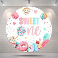 Lofaris Candy Cake Macaron Sweet Circle 1St Birthday Backdrop