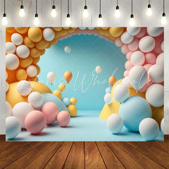 Lofaris Candy Color Balloons Arch Blue 1st Birthday Backdrop