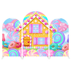 Candy Donut Birthday Baby Shower Party Arch Backdrop Wall Cloth Cover