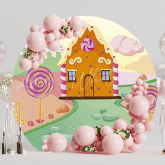 Candy House Round Backdrop for Sweet Celebration Fun