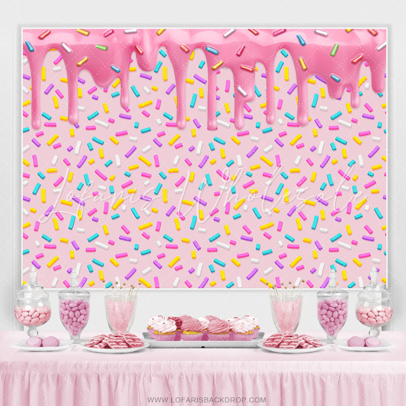 Lofaris Candyland Pink Dessert Colorful Happy Birthday Backdrop