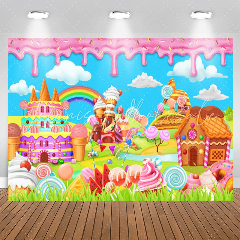 Lofaris Candyland Sweet Dessert Girls Birthday Backdrop
