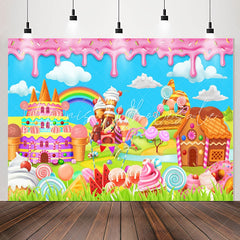 Lofaris Candyland Sweet Dessert Girls Birthday Backdrop