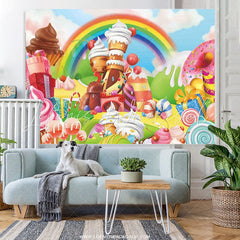 Lofaris Candyland Sweet Rainbow For Girl Birthday Backdrop