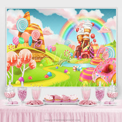 Lofaris Candyland Theme Lovely Cartoon Dessert Birthday Backdrop