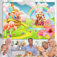 Lofaris Candyland Theme Lovely Cartoon Dessert Birthday Backdrop