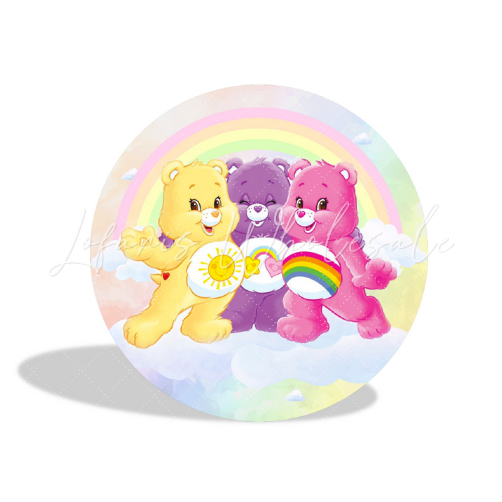 Care Bear Birthday Baby Shower Party Round Backdrop Cover Plinth Cylinder Pedestal Cover