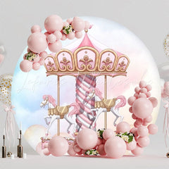 Carnival Theme Carousel Birthday Party Round Backdrop For Celebration