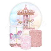 Carousel Themed Round Backdrop and Cylinders Kit for Events