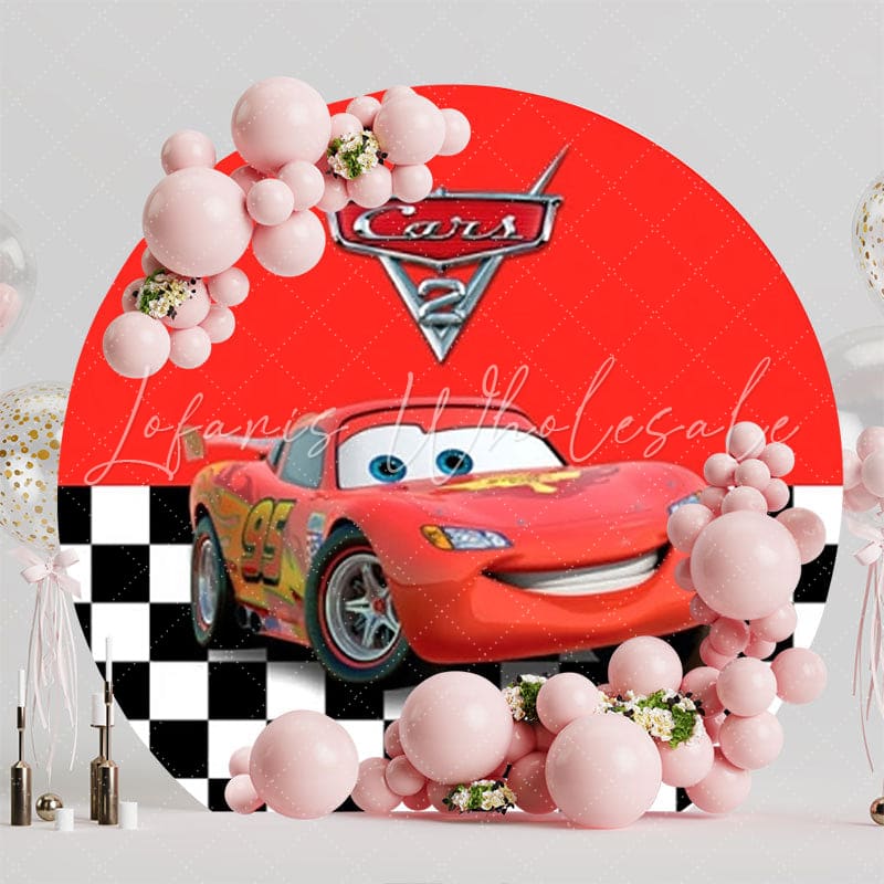 Cars Racing Adventure Round Backdrop For Speedy Party Theme