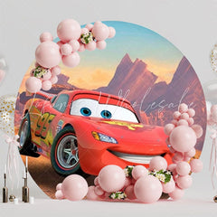 Cars Racing Speed Round Backdrop For Fun Party Celebrations