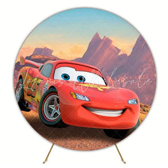 Cars Racing Speed Round Backdrop For Fun Party Celebrations