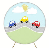 Cars Round Backdrop For Fast-Paced Kids Party Celebration